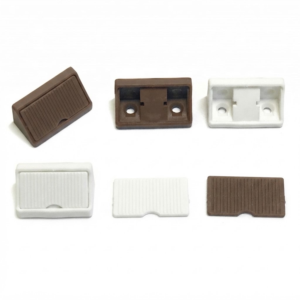 Plastic L-bracket in white and brown