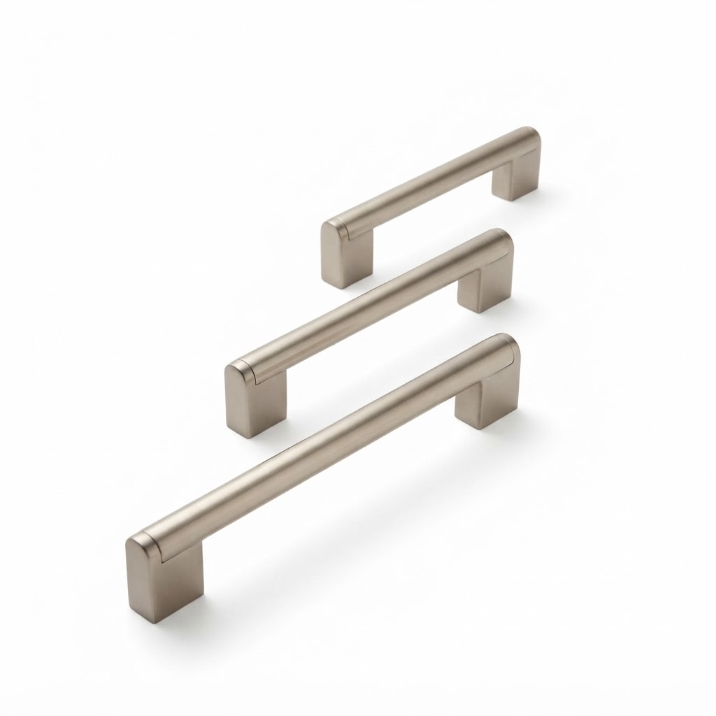 P14 tubular pulls in brushed satin nickel