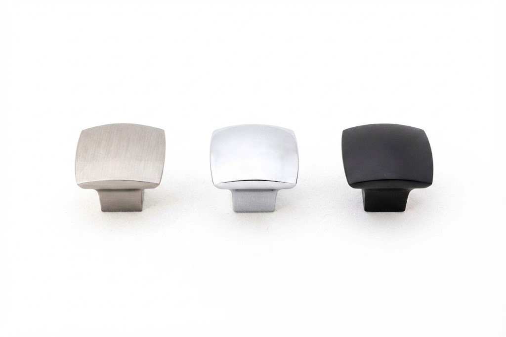 New concept cabinet knobs in brushed nickel, matte black and polished chrome