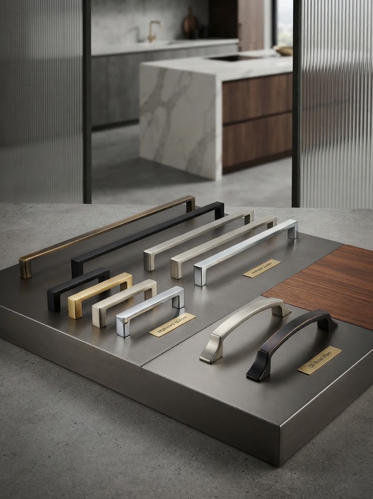 Cabinet handles in four finishes