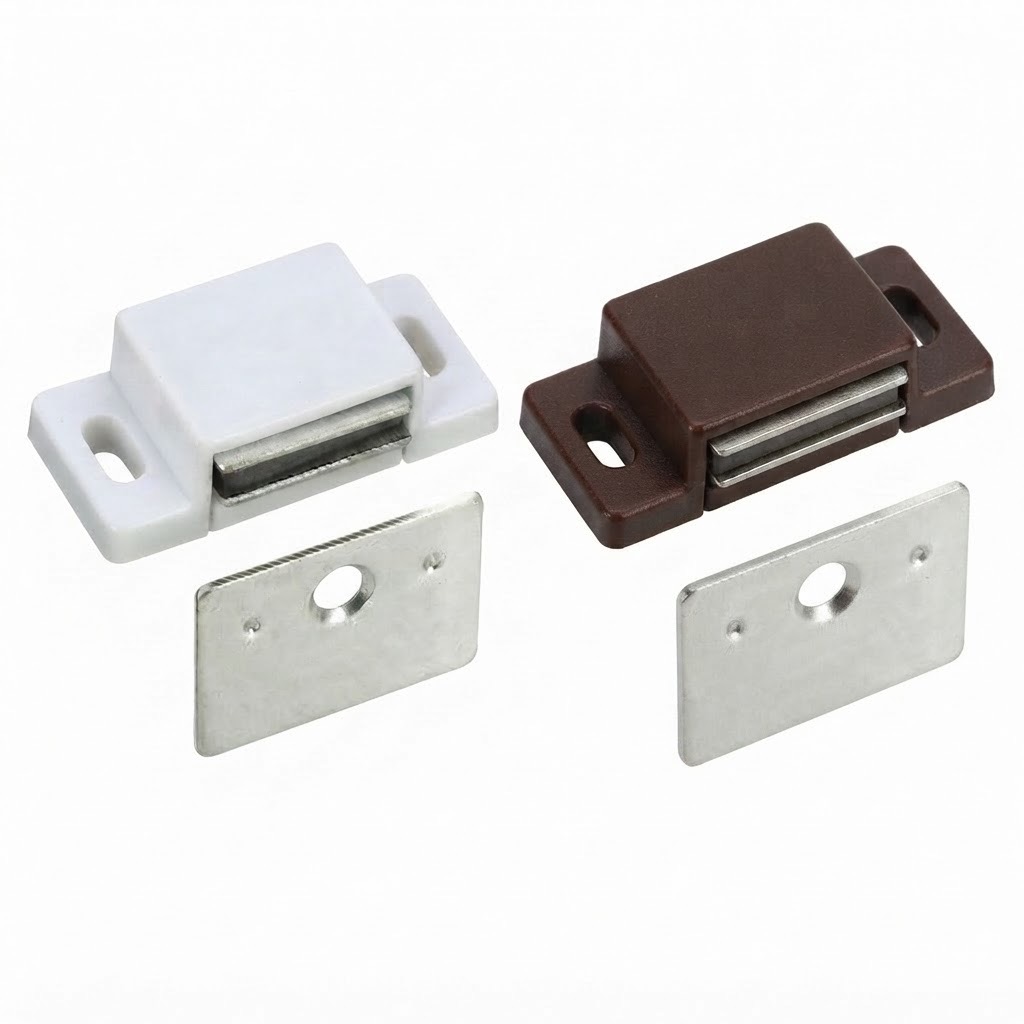 Single magnetic catch in white and brown