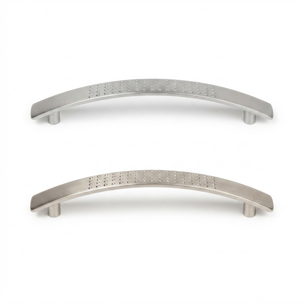 P3001 bow pull in brushed nickel and satin chrome