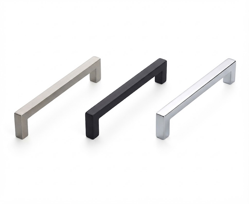 P10071 square tubular profile pull in brushed nickel, matte black and polished chrome