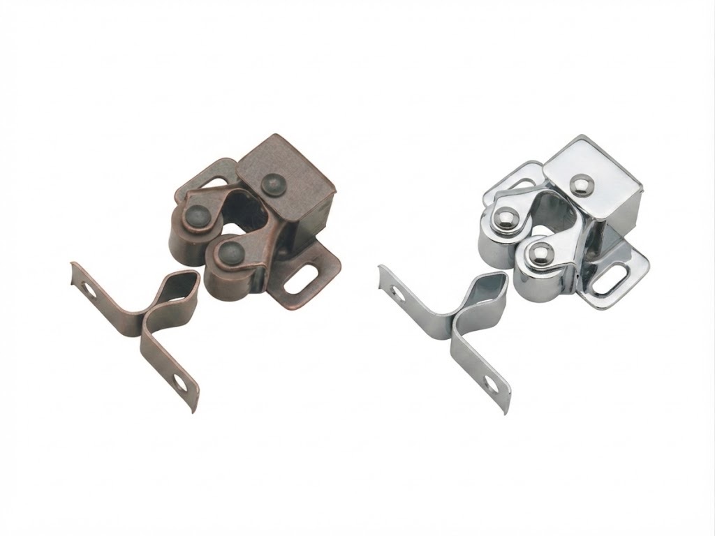 ZDR double roller catch in antique copper and polished chrome