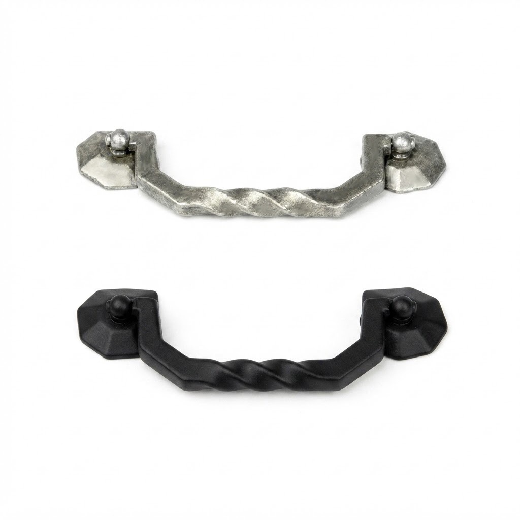 PZW antique pull in matte black and dark pewter